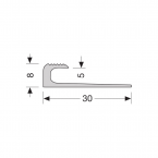 Inschuif eindprofiel 806 8mm tbv 5mm PVC zilver 0