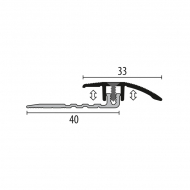 Overgangsprof. Kuberit PVC klik 4-9,5 mm RVS 1